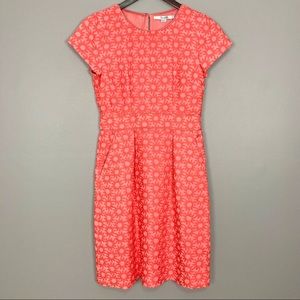 Boden Daisy Jacquard Sheath Dress Textured Floral Keyhole Back Knee Length